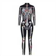 Skeleton 3D Digital Printing Women's Halloween Jumpsuit