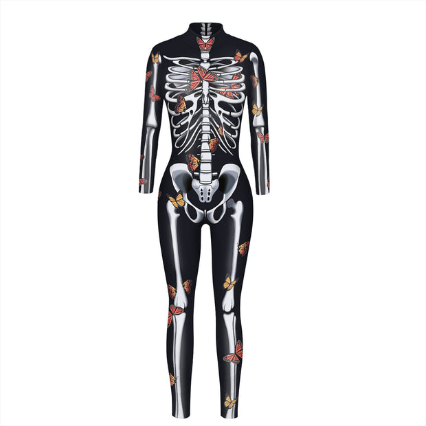Skeleton 3D Digital Printing Women's Halloween Jumpsuit