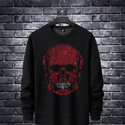 Hot Rhinestone Skull Long Sleeve Men's Sweatshirt