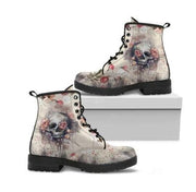 Women Boots Low Heel Shoes Women's Vintage Pu Leather Autumn ready stay Warm in Winter with high top Skull Boots