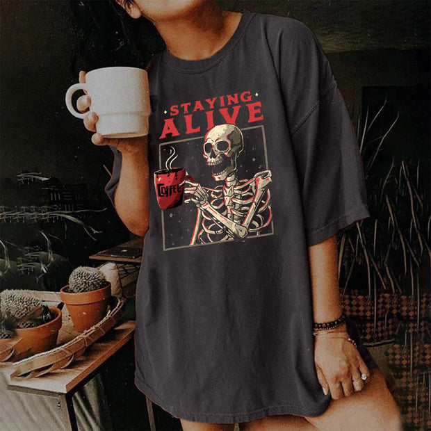 Women's Short Sleeved Vintage T-shirt Skull Print High Street Fashion *14 Styles