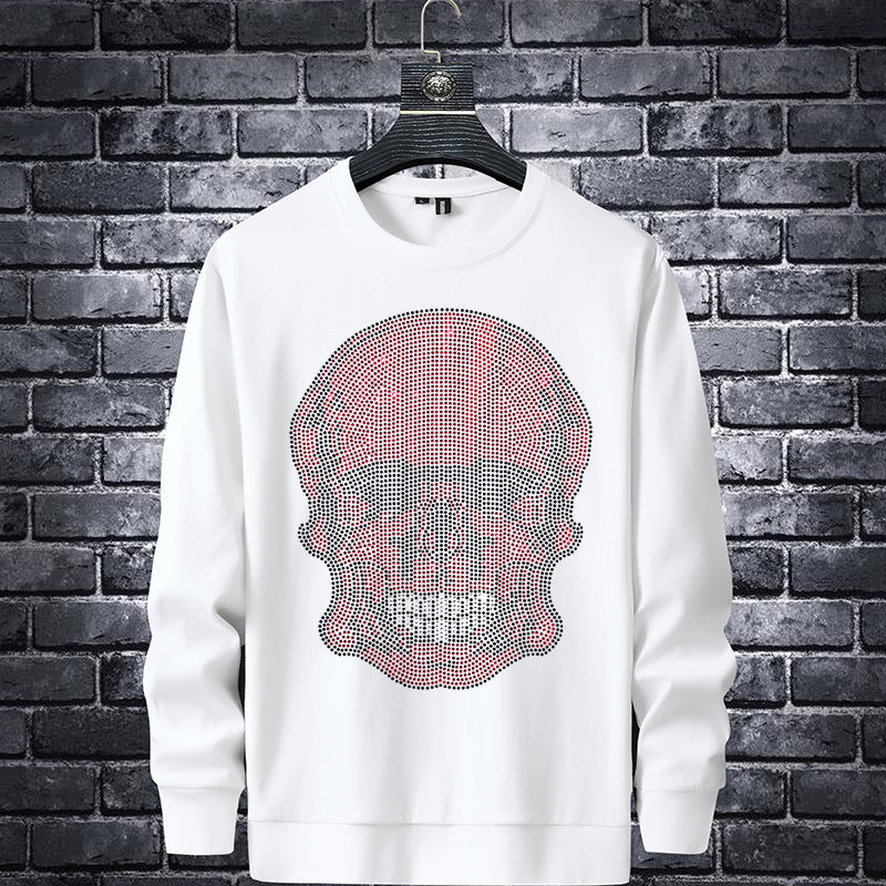 Hot Rhinestone Skull Long Sleeve Men's Sweatshirt