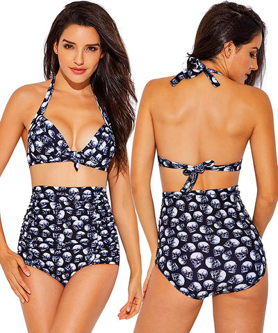 Women's two-piece Skull printed Bikini set