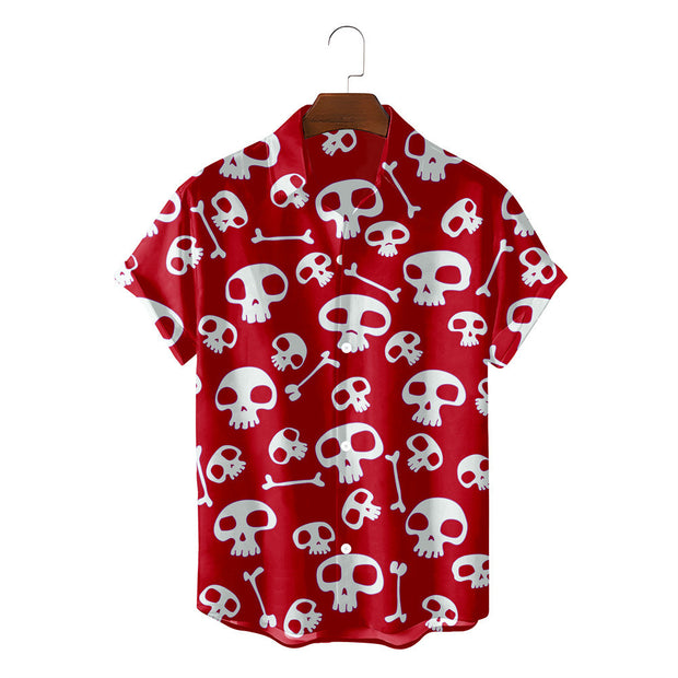 T.S.L. Summer Casual 3D Skull Men's Hawaiian Shirt