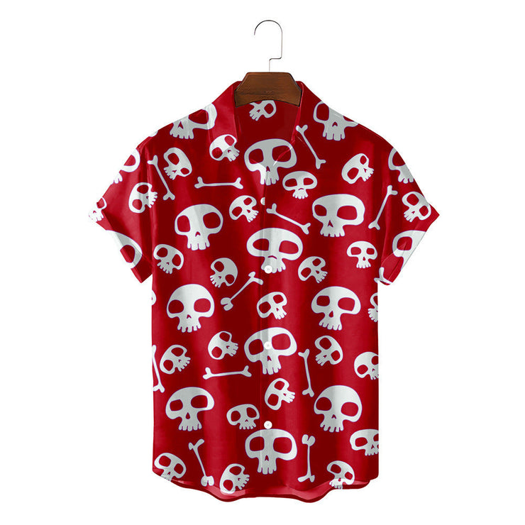 T.S.L. Summer Casual 3D Skull Men's Hawaiian Shirt