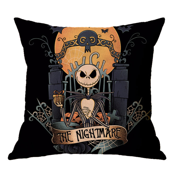 Linen Skull Halloween-inspired Nightmare Xmas Pillow Cover *29 Styles