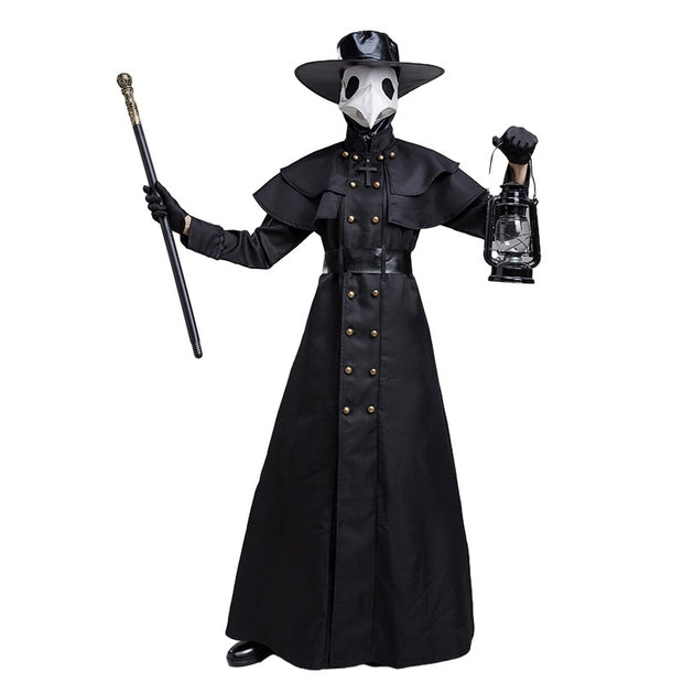 Medieval Steam Punk Plague Doctor Costume Beak Crow Long Mouth Mask