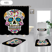 Skulls Digitally Printed Shower Curtain, Commode seat Cover & Non-slip Mat * 19 Styles
