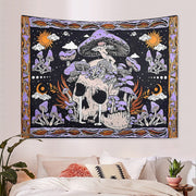 Purple Skull Mushroom Tapestry Bohemian Hippie Style