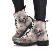 Women Boots Low Heel Shoes Women's Vintage Pu Leather Autumn ready stay Warm in Winter with high top Skull Boots