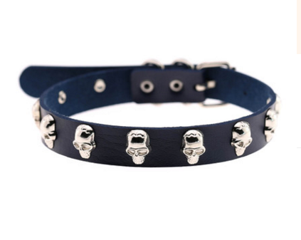 Skull Riveted Leather Choker *16 colors