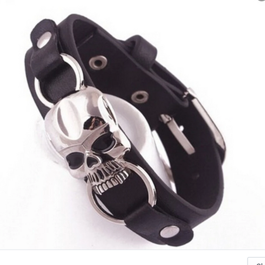Punk skull leather bracelet