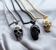 Men's stainless steel skull necklace