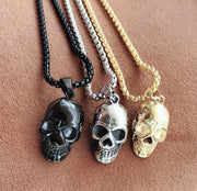 Men's stainless steel skull necklace