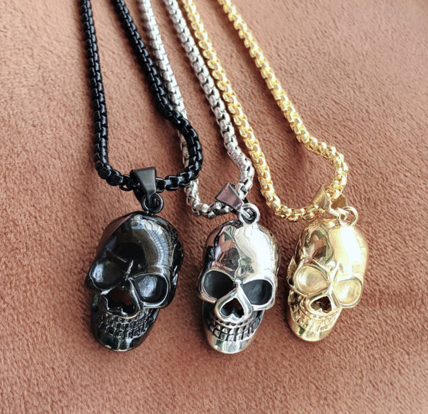 Men's stainless steel skull necklace