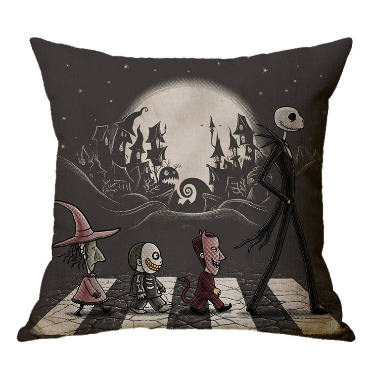 Linen Skull Halloween-inspired Nightmare Xmas Pillow Cover *29 Styles