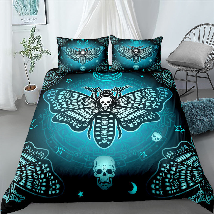 Skull Moth Digitally Printed Bedding Set *2 Colors/Styles