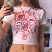 New Women's T-Shirt Top Harajuku Vintage Skull Print