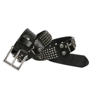 Punk Rock Cowhide Leather Men's DJ Skull Belt Matches All