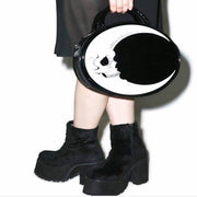 Meniscus Skull Moon Round Diagonal Leather Bag