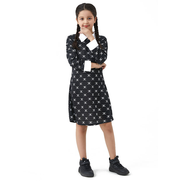 Children's Cos Adams Family Costume Female Skull Dress