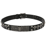 Punk Rock Cowhide Leather Men's DJ Skull Belt Matches All