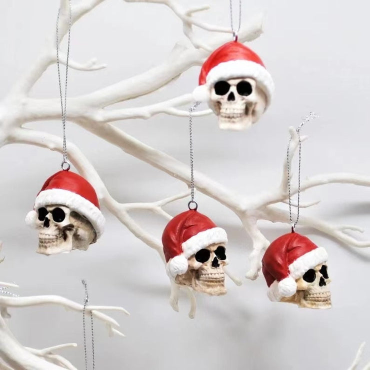 A Christmas Hat Skull Ornament