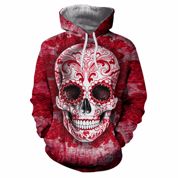 Men & Women 3D Skull Print Hoodie with an Image on both front and back. *5 Colors