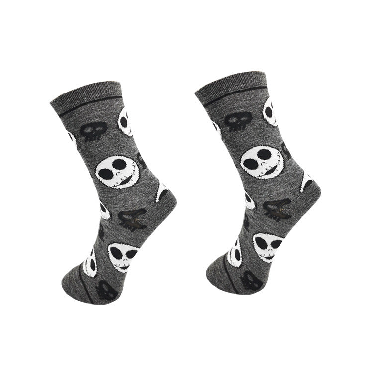 Women'S Cotton Cartoon Jack Print Tube Socks