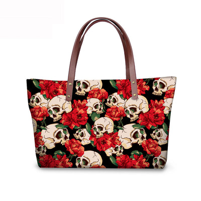 Skull print portable crossbody bag