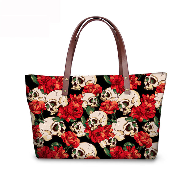 Skull print portable crossbody bag