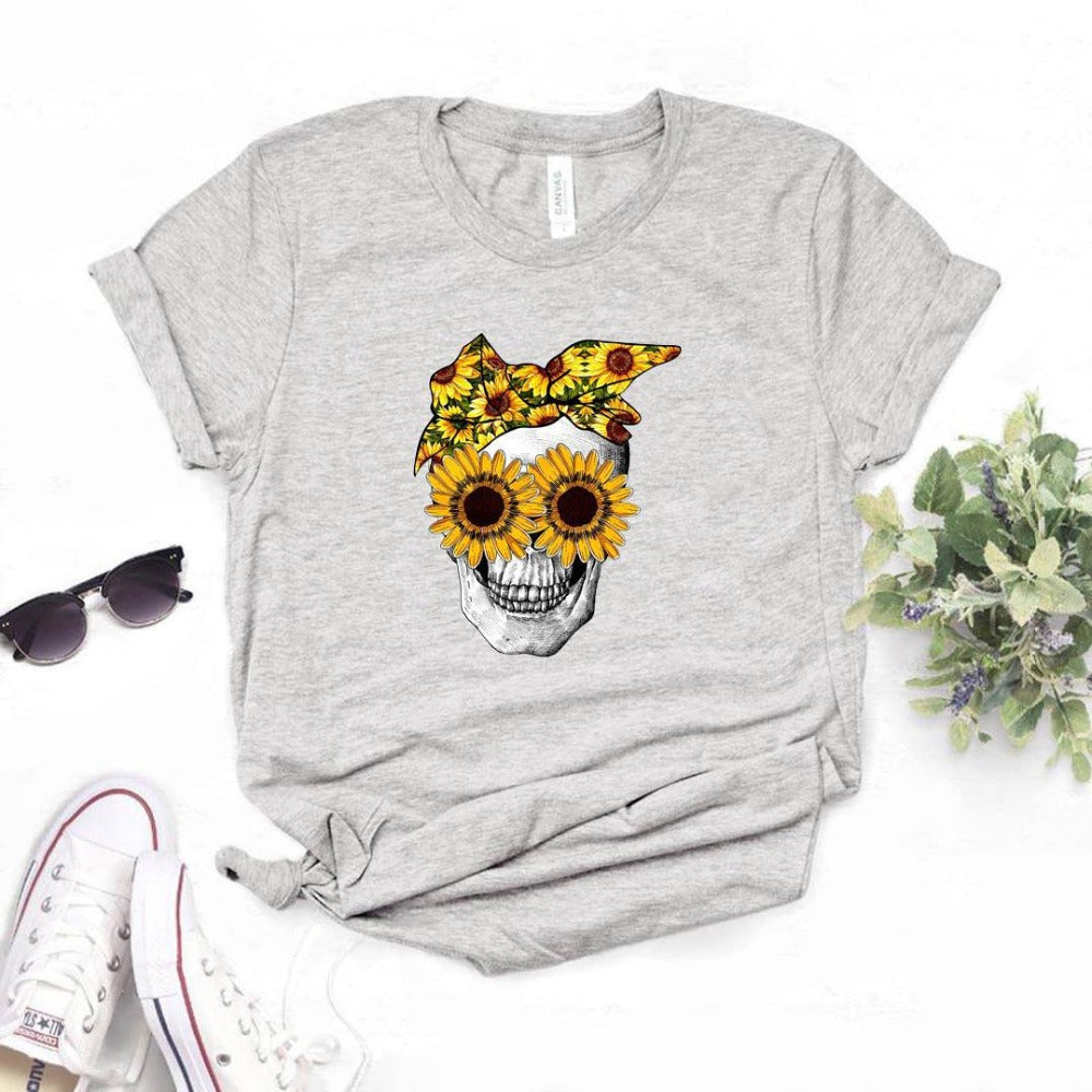 Chrysanthemum sunglasses skull short sleeve t shirts  *6 colors
