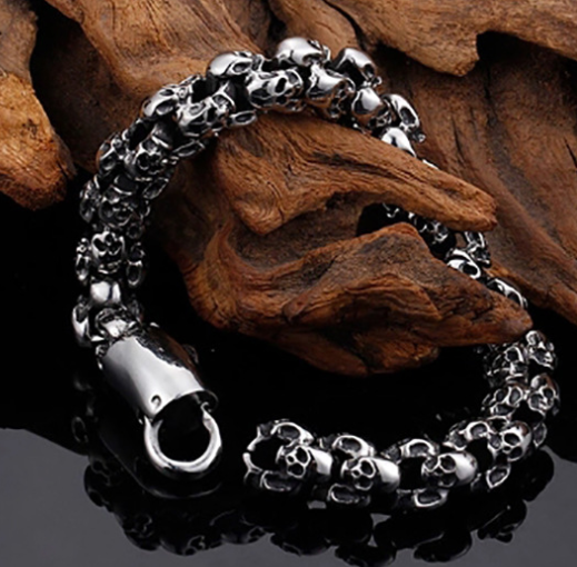 Vintage Titanium Steel Skull Men's Bracelet
