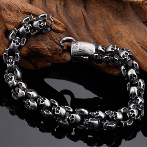 Vintage Titanium Steel Skull Men's Bracelet