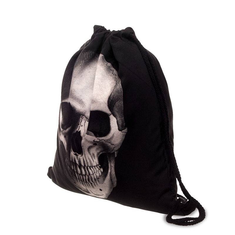 Cool 3D Digitally Printed Skull Drawstring Bag/ Backpack
