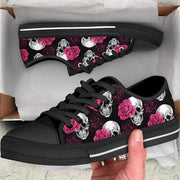 Floral Skull Women's Low Top Shoes