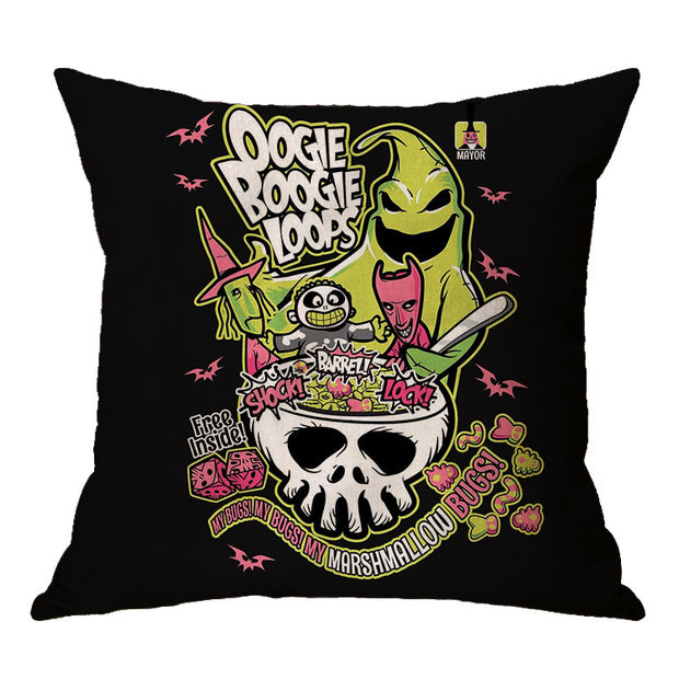 Linen Skull Halloween-inspired Nightmare Xmas Pillow Cover *29 Styles
