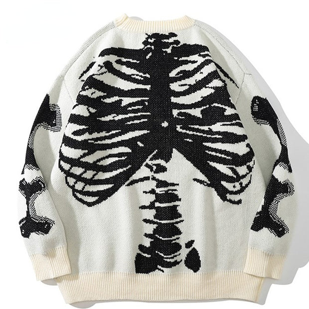 Round Neck Long Sleeve Men's Skull Sweater