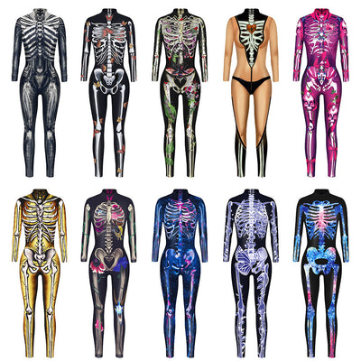 Skeleton 3D Digital Printing Women's Halloween Jumpsuit