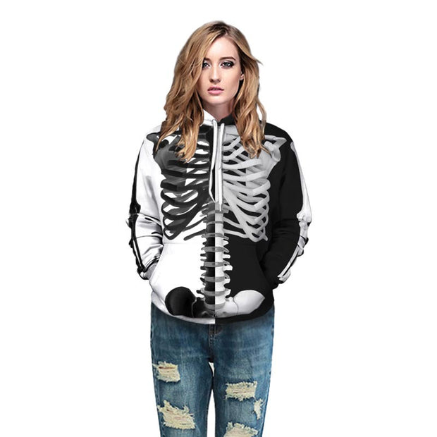 "Skull Hoodie" in Blk & Wht