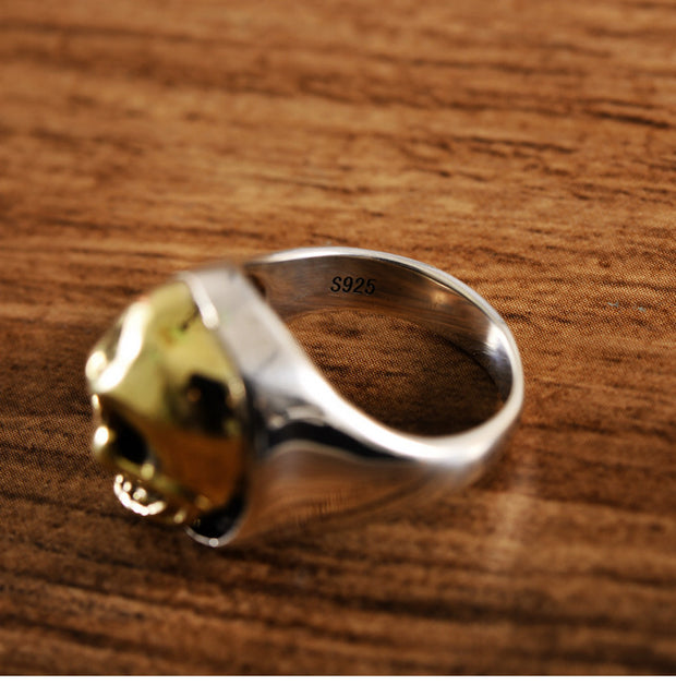 S925 Silver, One Side Domineering Skull Ring