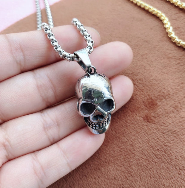Men's stainless steel skull necklace