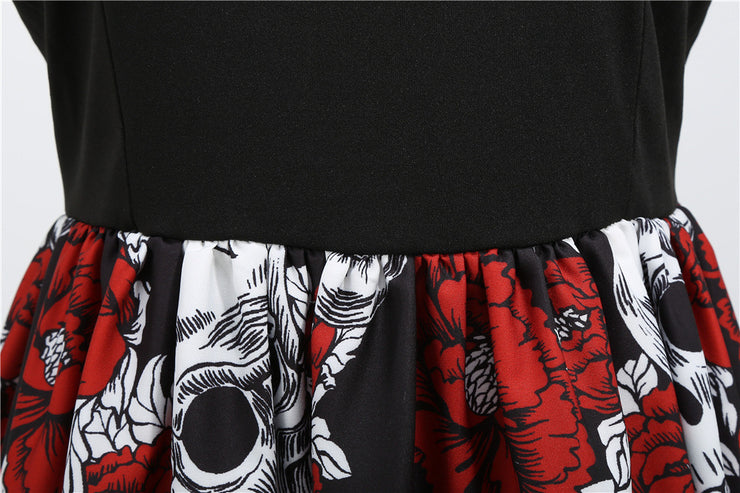 Slim Fit Skull Print Swing Dress