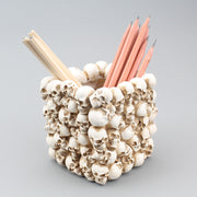 Small square skull pen holder