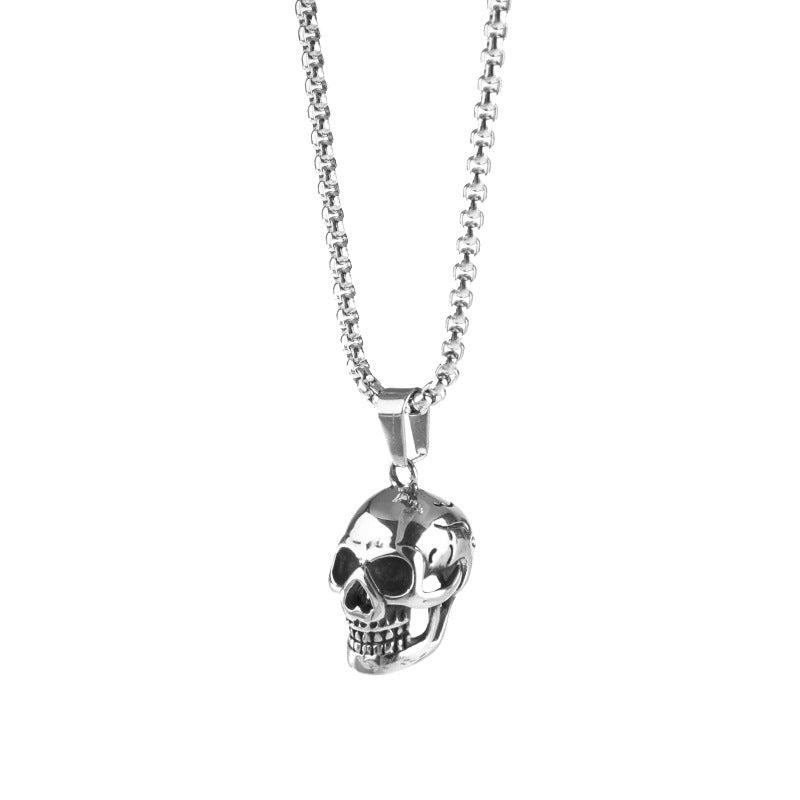 Men's stainless steel skull necklace
