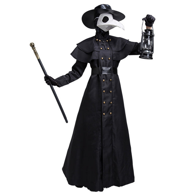 Medieval Steam Punk Plague Doctor Costume Beak Crow Long Mouth Mask