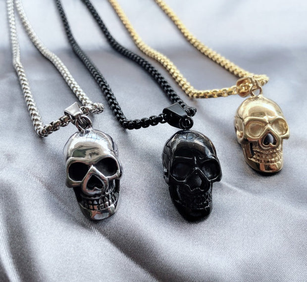 Men's stainless steel skull necklace