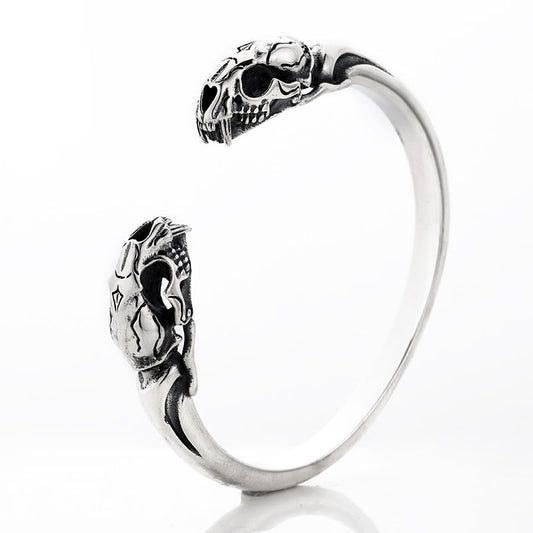 Men's S925 Sterling Silver Beast Skull Bracelet