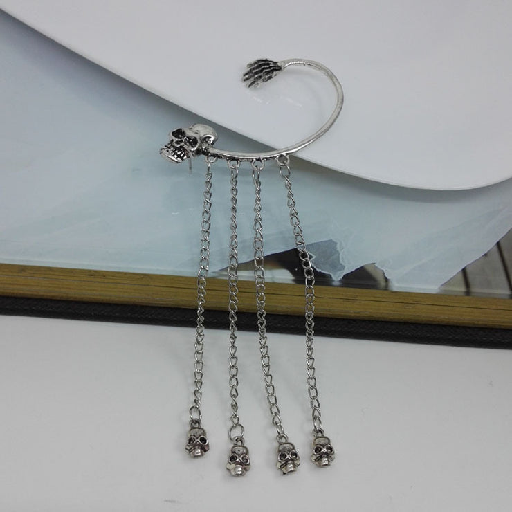 Punk Rock Ghost Hand & Skull Head Hanging Earring