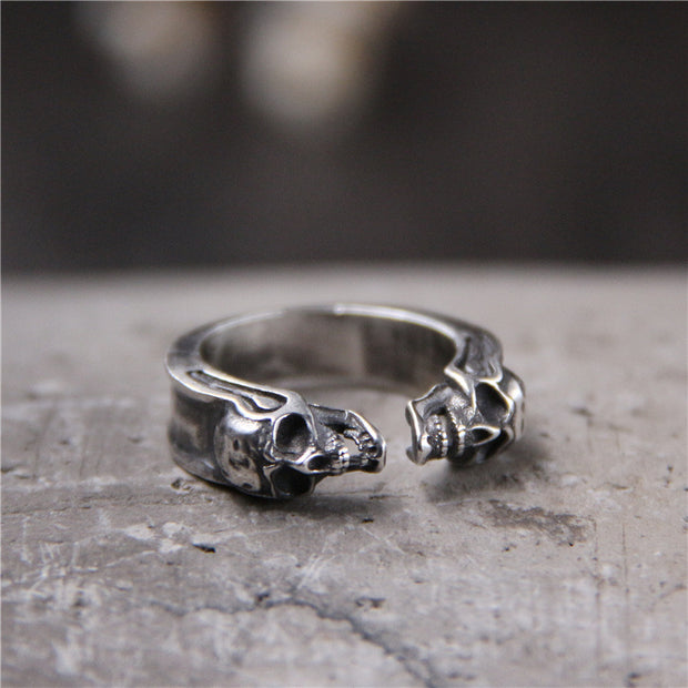 925 Thai Silver Carved Skull Ring